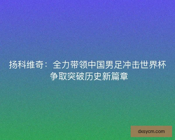 扬科维奇:全力带领中国男足冲击世界杯 争取突破历史新篇章 扬科维奇:全力带领中国男足冲击世界杯 争取突破历史新篇章
