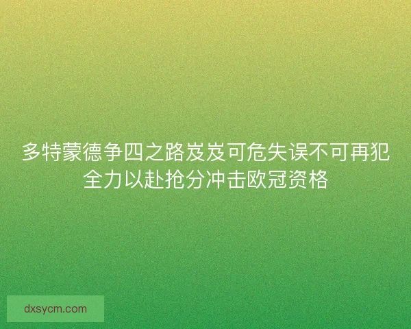 多特蒙德争四之路岌岌可危失误不可再犯全力以赴抢分冲击欧冠资格